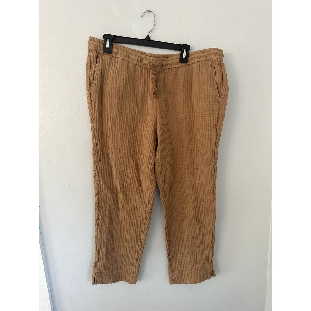J.Jill Pants Womens L Mesh Pull On Elastic Pull On Tan Pocket Mesh Muslin